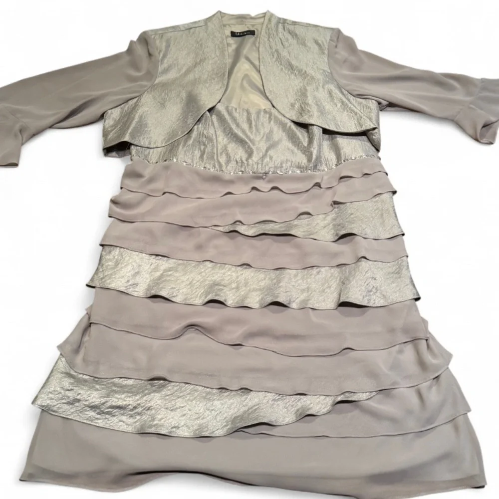 SL Fashions - Cocktail / Evening Midi Ruffled Dress with Jacket - Picture 3 of 11